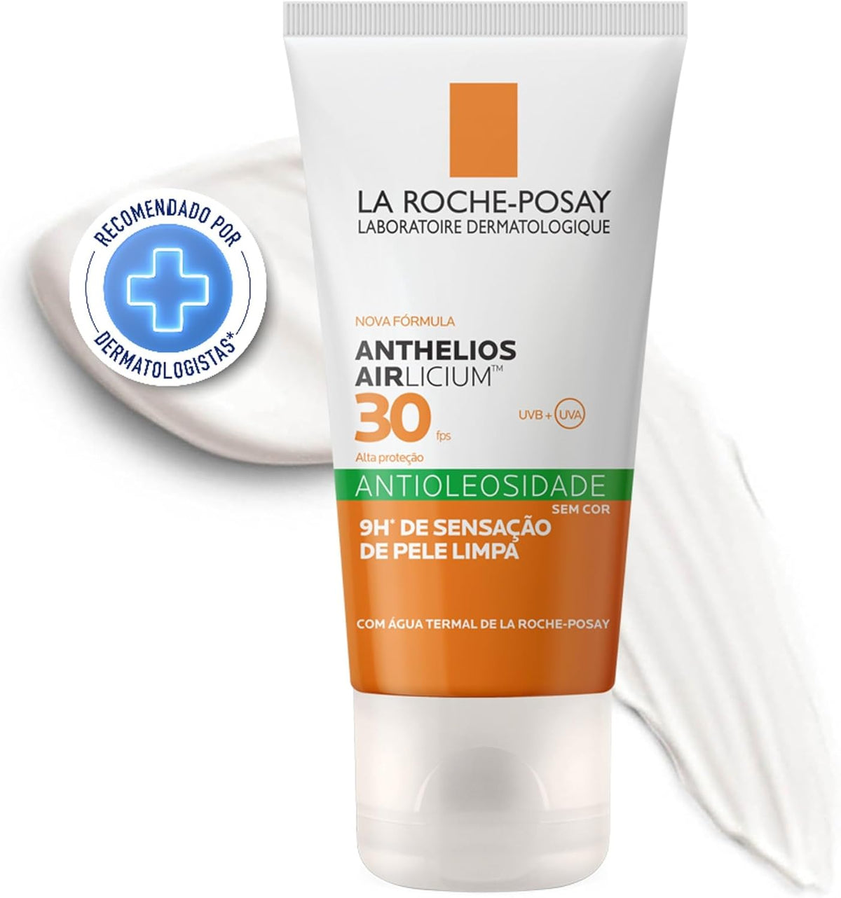 La Roche-Posay, Protetor Solar Anthelios Airlicium Anti-oleosidade, Sem Cor, 9H de Efeito Matte, Acabamento Invisível, FPS30, 50g